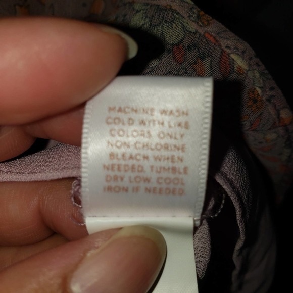 Lauren Conrad Pink Floral Cold Shoulder Ruffle Sleeve Tie Neck Blouse Top S - Picture 8 of 9